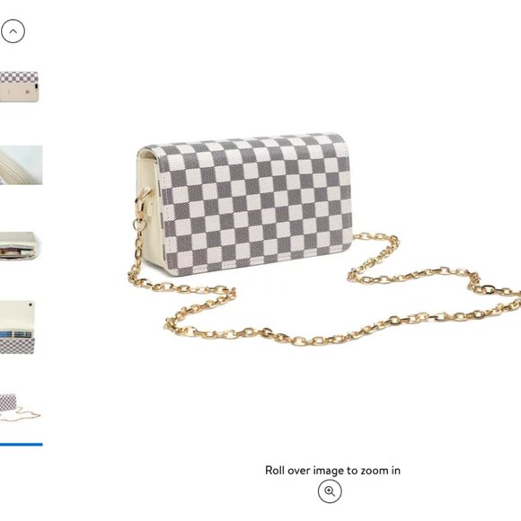 Check Cross Body Bag Cream Purse - Picture 7 of 15